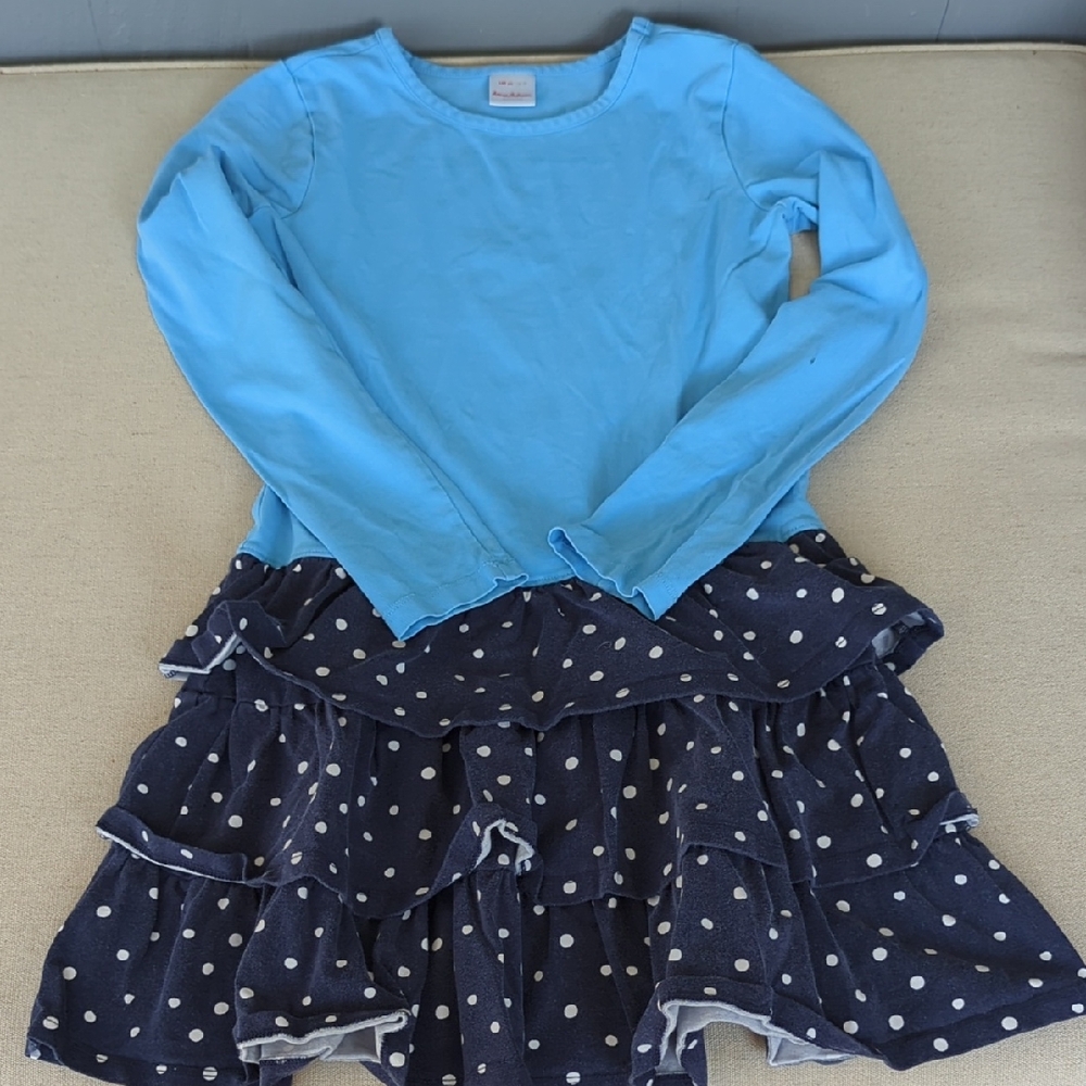 Hanna Andersson Blue and Navy Polka Dot Kids Dress